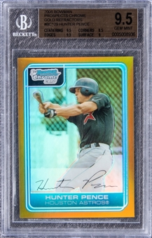 2006 Bowman Prospects Chrome Gold Refractor #BC129 Hunter Pence Rookie Card (#16/50)  - BGS GEM MINT 9.5
